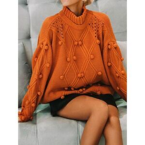 Simplee Solid Color Turtleneck Knitted Pullover Sweater SZ L